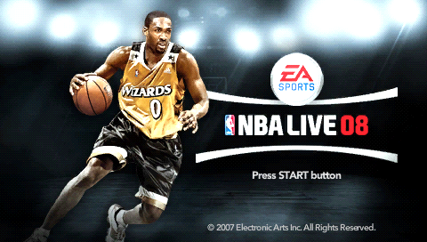 NBA Live 08 title screen for PSP